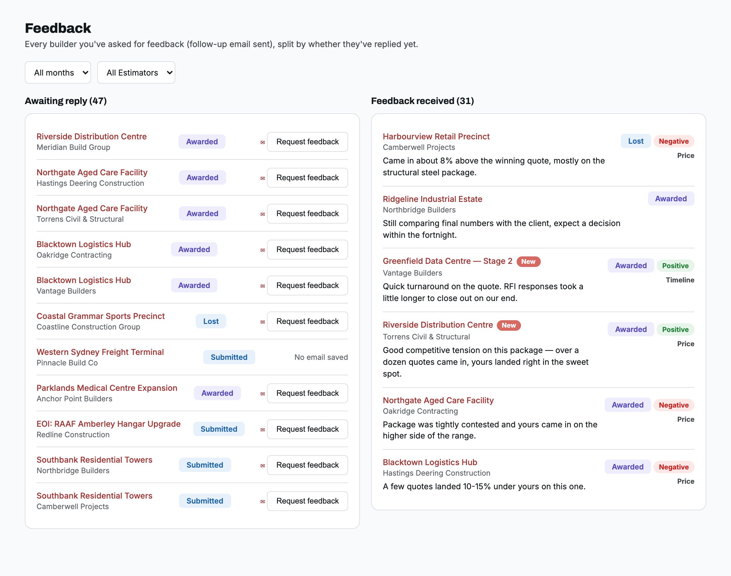 TenderLog Feedback